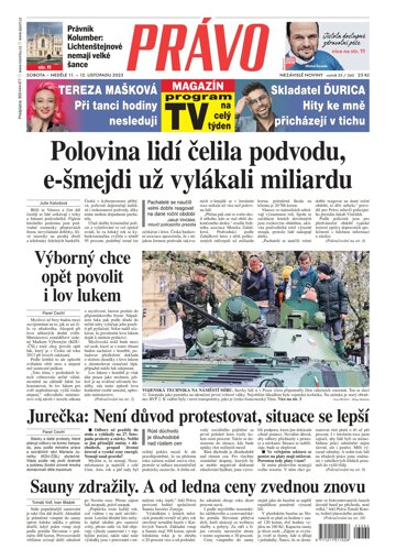 Obálka e-magazínu Deník Právo 11.11.2023