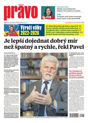 Obálka e-magazínu Deník Právo 24.2.2026