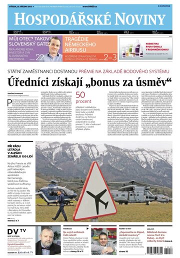 Obálka e-magazínu Hospodářské noviny 059 - 25.3.2015