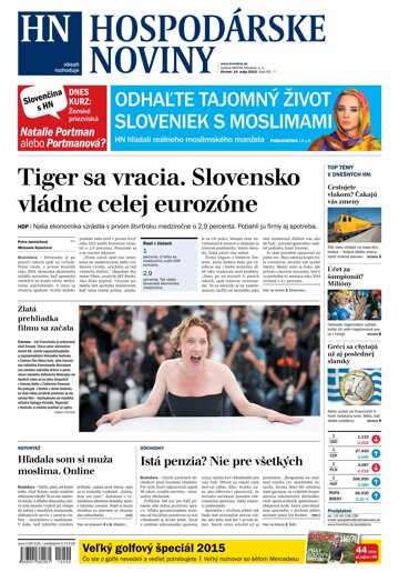Obálka e-magazínu Hospodárske noviny 14.05.2015