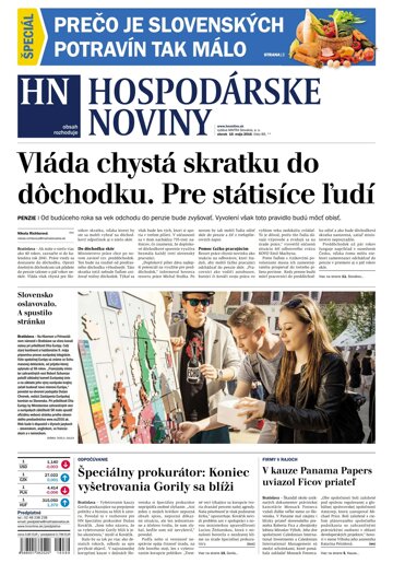 Obálka e-magazínu Hospodárske noviny 10.05.2016
