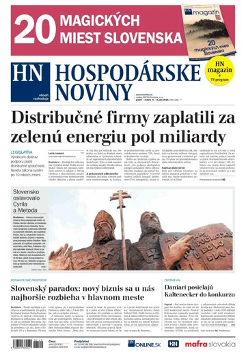 Obálka e-magazínu Hospodárske noviny 06.07.2018