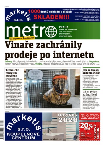 Obálka e-magazínu deník METRO 20.5.2020