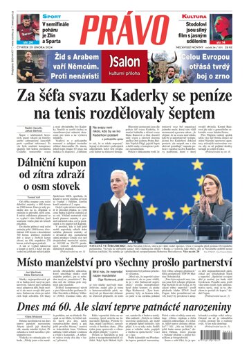 Obálka e-magazínu Deník Právo 29.2.2024