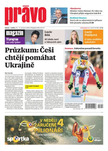 Obálka e-magazínu Deník Právo 20.12.2025