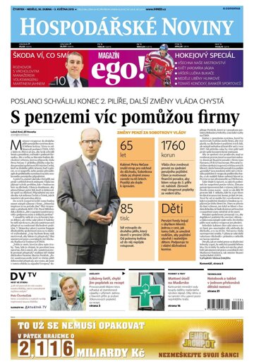 Obálka e-magazínu Hospodářské noviny 084 - 30.4.2015