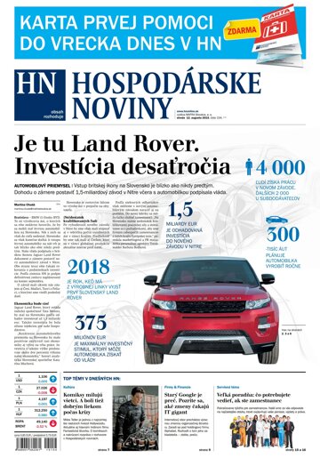 Obálka e-magazínu Hospodárske noviny 12.08.2015