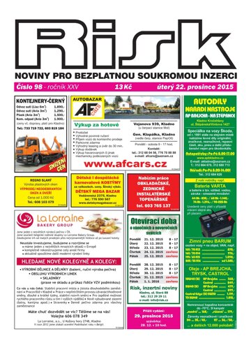 Obálka e-magazínu Risk 98/2015