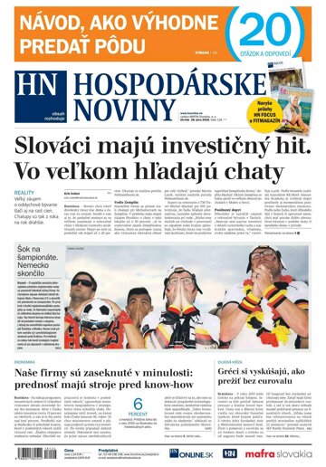 Obálka e-magazínu Hospodárske noviny 28.06.2018