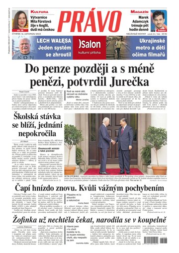 Obálka e-magazínu Deník Právo 16.11.2023