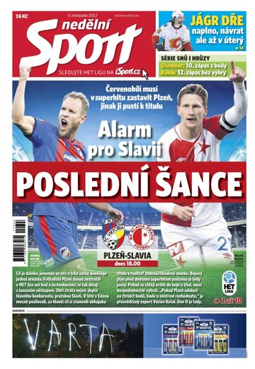 Obálka e-magazínu Nedělní Sport 5.11.2017