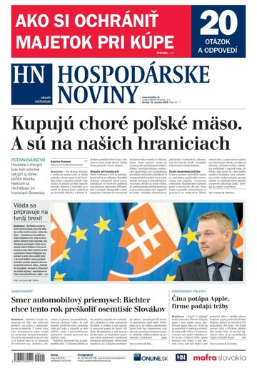 Obálka e-magazínu Hospodárske noviny 31.01.2019