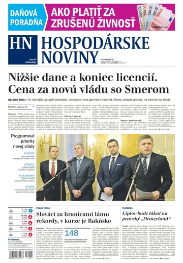 Obálka e-magazínu Hospodárske noviny 16.03.2016