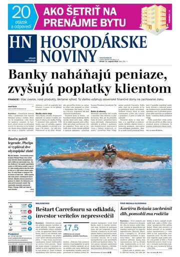 Obálka e-magazínu Hospodárske noviny 11.08.2016
