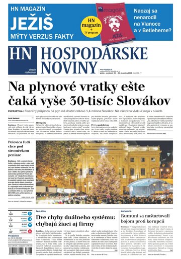 Obálka e-magazínu Hospodárske noviny 23.12.2016