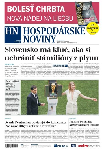 Obálka e-magazínu Hospodárske noviny 15.06.2018