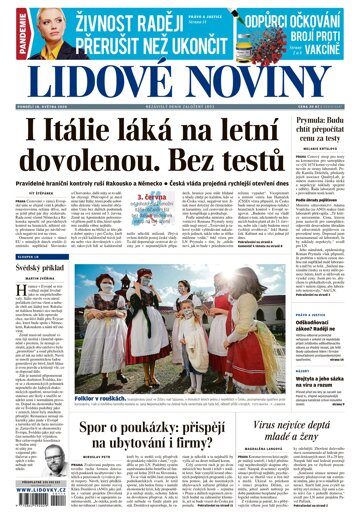 Obálka e-magazínu Lidové noviny 18.5.2020