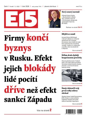 Obálka e-magazínu E15 7.3.2022