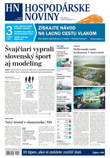 Obálka e-magazínu Hospodárske noviny 12.03.2015