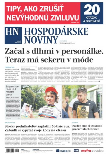 Obálka e-magazínu Hospodárske noviny 08.08.2019