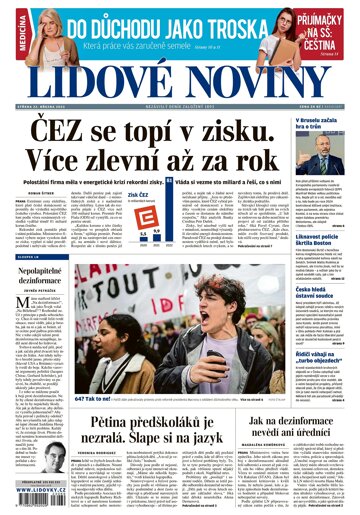 Obálka e-magazínu Lidové noviny 22.3.2023