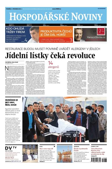 Obálka e-magazínu Hospodářské noviny 233 - 1.12.2014