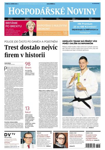 Obálka e-magazínu Hospodářské noviny 163 - 23.8.2016