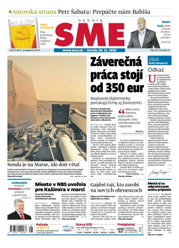 Obálka e-magazínu SME 28.11.2018