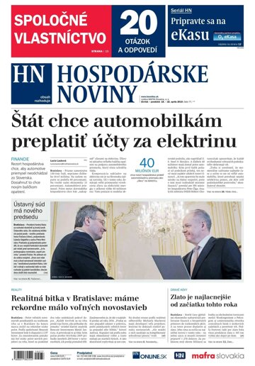 Obálka e-magazínu Hospodárske noviny 18.04.2019