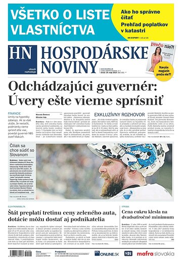 Obálka e-magazínu Hospodárske noviny 29.05.2019
