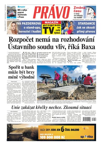 Obálka e-magazínu Deník Právo 27.10.2023