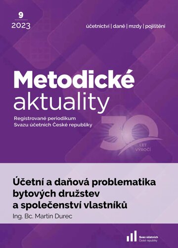 Obálka e-magazínu Metodické aktuality Svazu účetních 9/2023