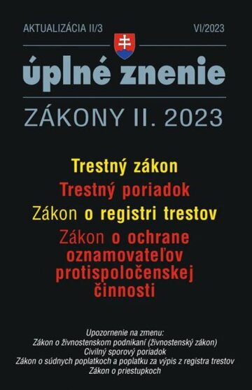 Obálka knihy Aktualizácia II/3 - Trestný zákon a Trestný poriadok