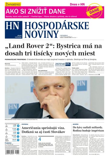 Obálka e-magazínu Hospodárske noviny 09.12.2015