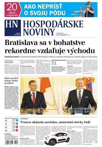 Obálka e-magazínu Hospodárske noviny 30.06.2016