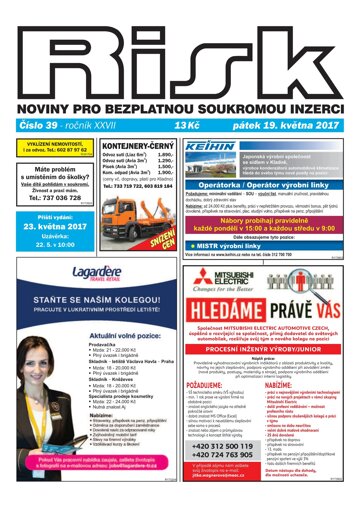 Obálka e-magazínu Risk 39/2017