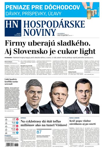 Obálka e-magazínu Hospodárske noviny 16.08.2017