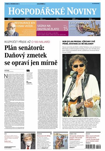 Obálka e-magazínu Hospodářské noviny 236 - 8.12.2020