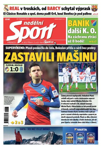Obálka e-magazínu Nedělní Sport 22.11.2015