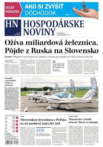 Obálka e-magazínu Hospodárske noviny 25.05.2016