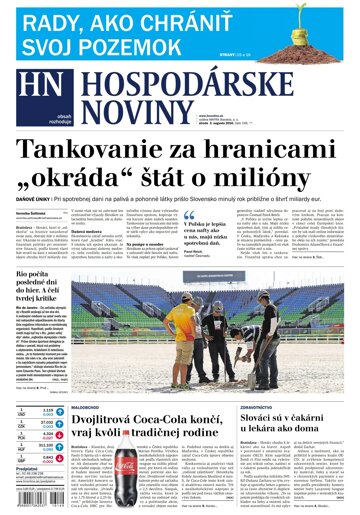 Obálka e-magazínu Hospodárske noviny 03.08.2016