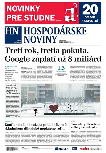Obálka e-magazínu Hospodárske noviny 21.03.2019