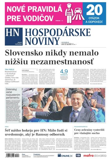Obálka e-magazínu Hospodárske noviny 21.05.2019