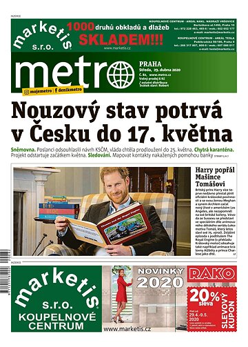 Obálka e-magazínu deník METRO 29.4.2020