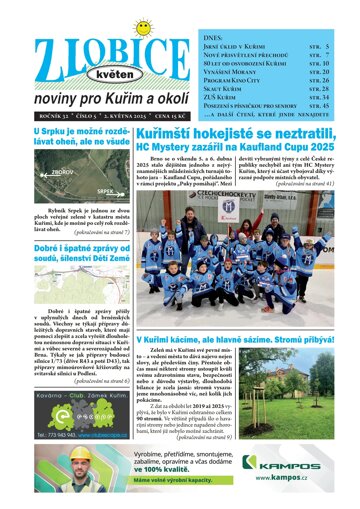 Obálka e-magazínu Zlobice noviny pro Kuřim a okolí 5/2025
