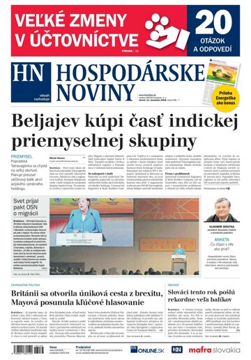 Obálka e-magazínu Hospodárske noviny 11.12.2018