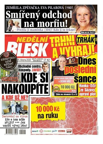 Obálka e-magazínu Nedělní Blesk 15.3.2020