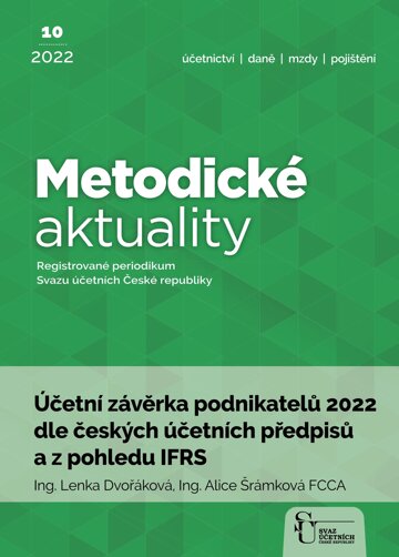 Obálka e-magazínu Metodické aktuality Svazu účetních 10/2022
