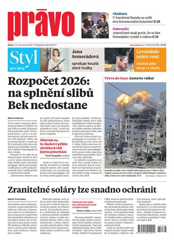 Obálka e-magazínu Deník Právo 22.7.2025