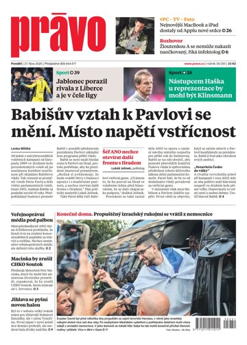 Obálka e-magazínu Deník Právo 27.10.2025